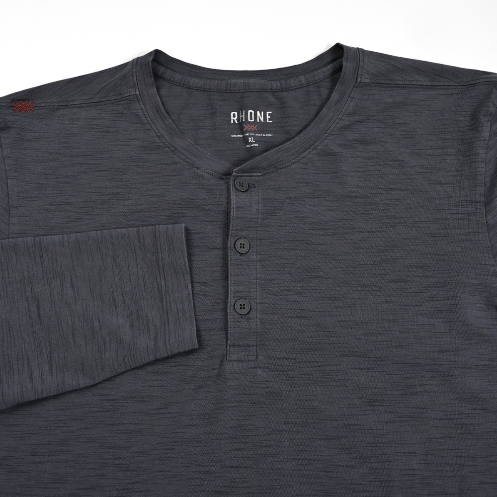 Rhone Shirt Men's XL Heathered Gray L/S Henley Pima Cotton Stretch Performance